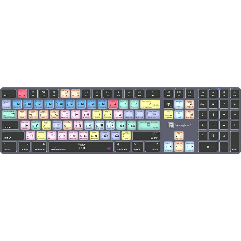 Logickeyboard TITAN Teclado Inalámbrico para Adobe Premiere Pro CC - 62 Atajos Color-Codi