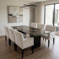 Juego de Comedor Milano 6 Sillas de Madera TU MESITA con Piedra Sinterizada