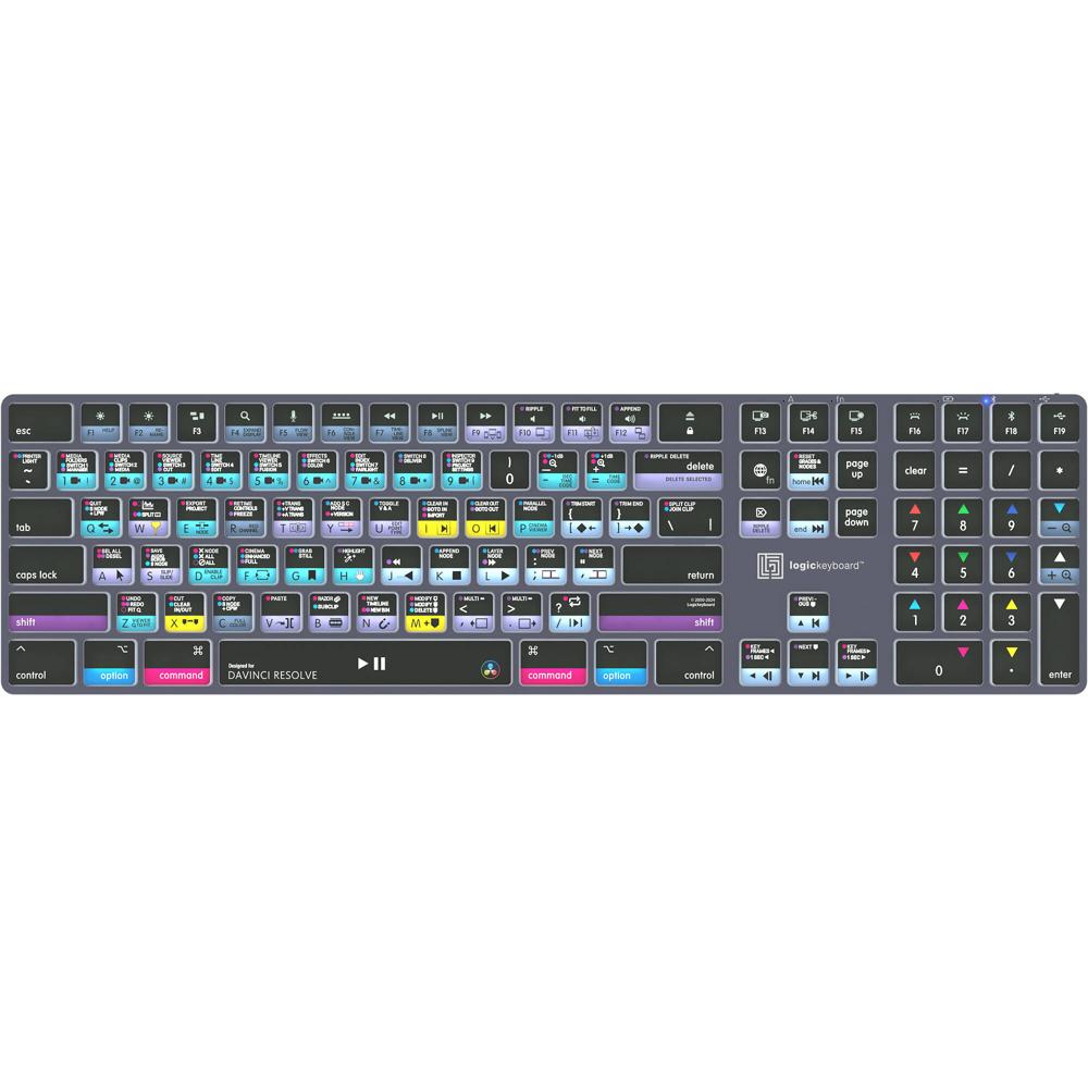 Logickeyboard TITAN DaVinci Resolve Teclado Inalámbrico para Mac con 160 Atajos de Teclad