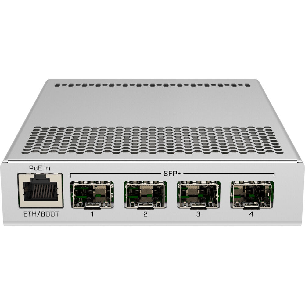 MikroTik CRS305-1G-4S+IN Switch Router Gestionado 4 Puertos 10G SFP+ con PoE In y Diseño