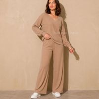 Conjunto Suelto Unicolor de 2 piezas Sueter y Pantalón