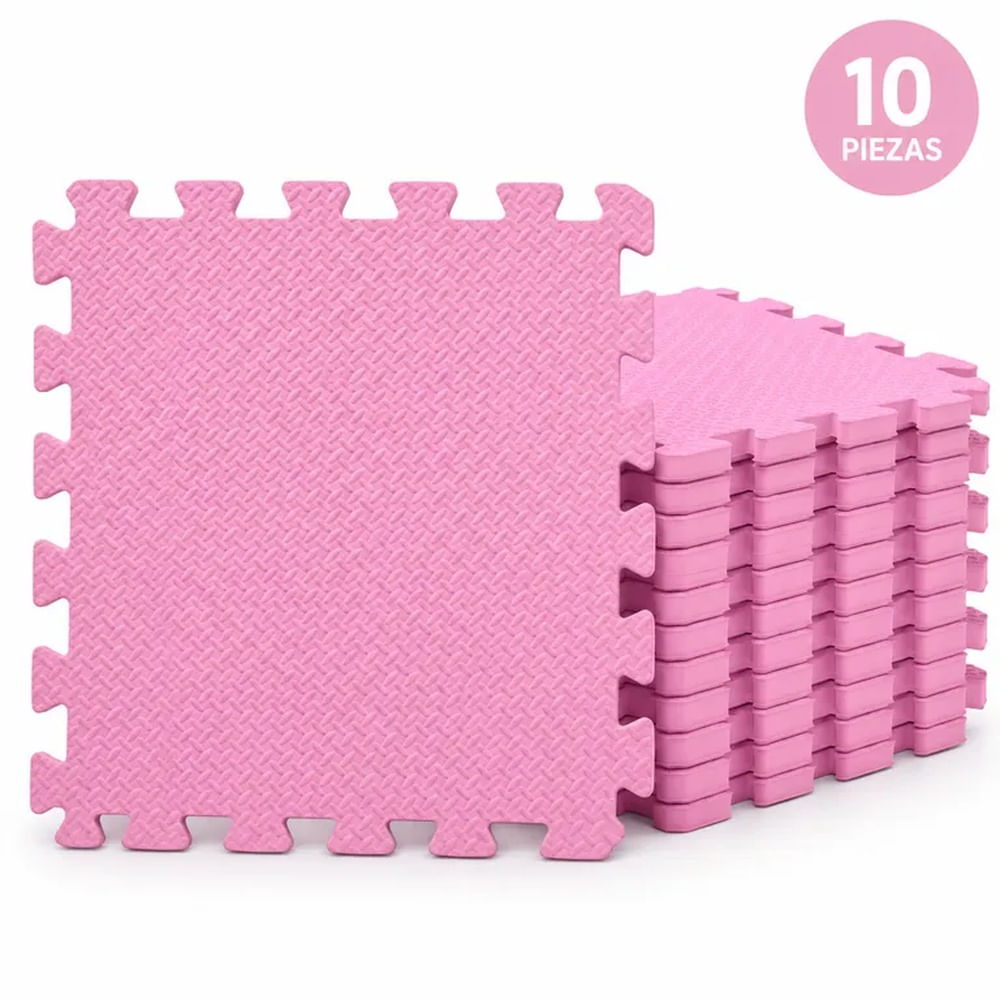 Piso de Goma EVA para Bebé 2 cm de Grosor Rosado Tipo Rompecabezas Antigolpes Rosado