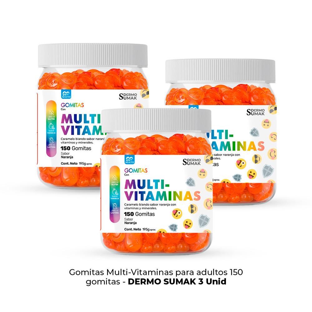 Gomitas Multivitaminas Adulto 150 Gomitas - Dermo Sumak 3 Unidades