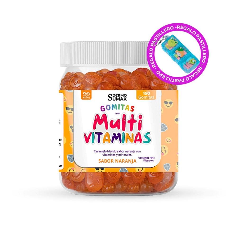 Gomitas Multivitaminas Niños 150 Gomitas - Dermo Sumak más Regalo 1 Pastillero