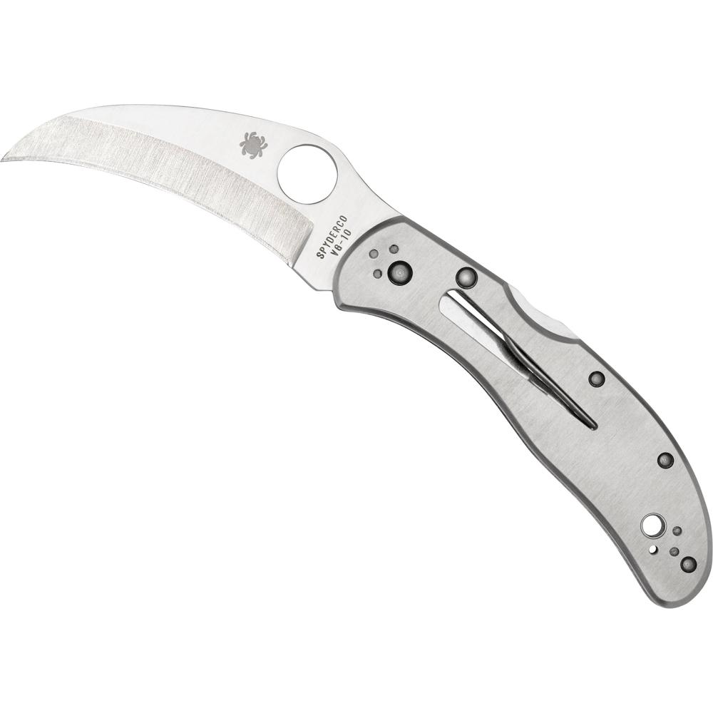 Spyderco Cuchillo Plegable Harpy 2.75"" Hoja de Acero Inoxidable VG-10, Mango de Acero Inox