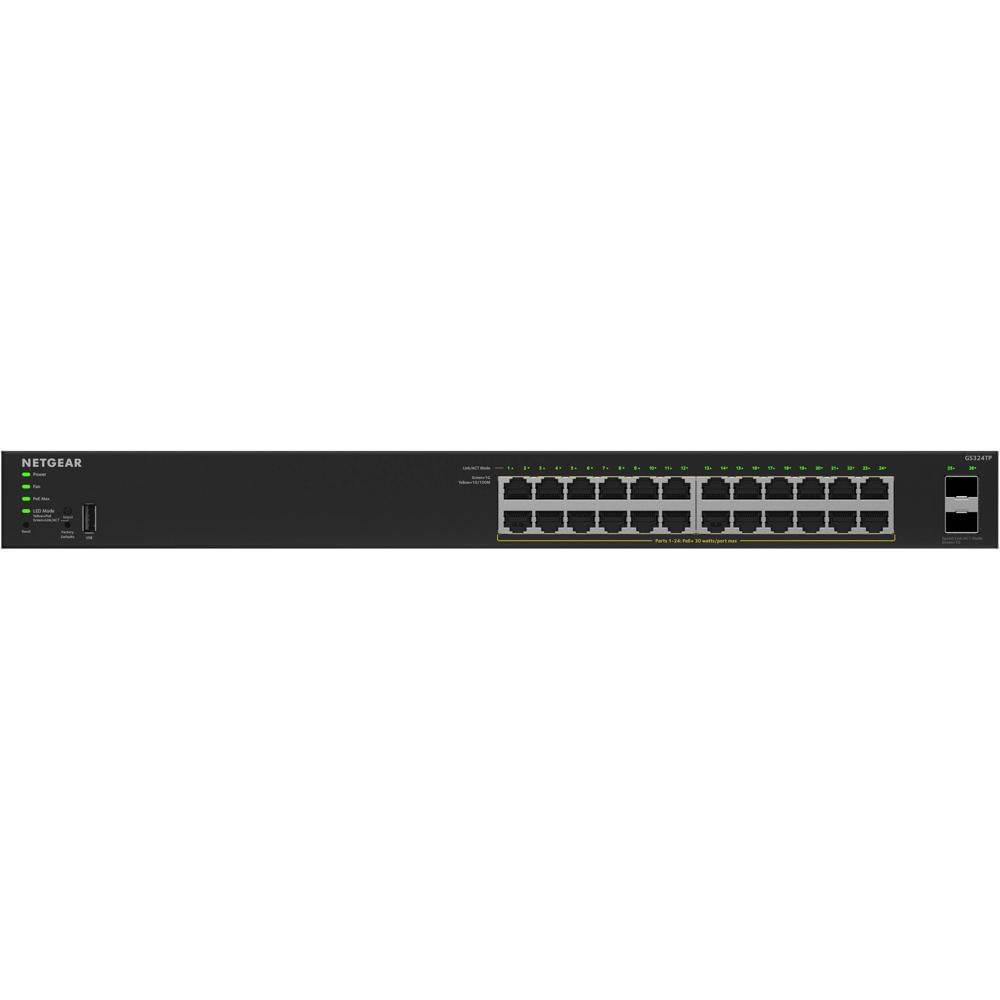 NETGEAR Switch de Red Gestionado S350 GS324TPv2 24 Puertos Gigabit PoE+ con 190W de Potenc