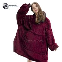 Polerones Oversize Unisex Tela Bonny Carnero Con Capucha  color Borgoña