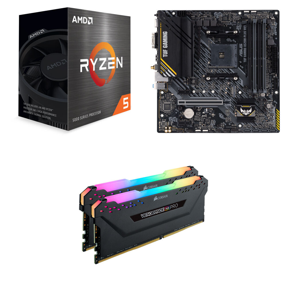 AMD Ryzen 5 5500 + ASUS TUF GAMING A520M-PLUS WIFI + Corsair 32GB VENGEANCE RGB PRO DDR4-3