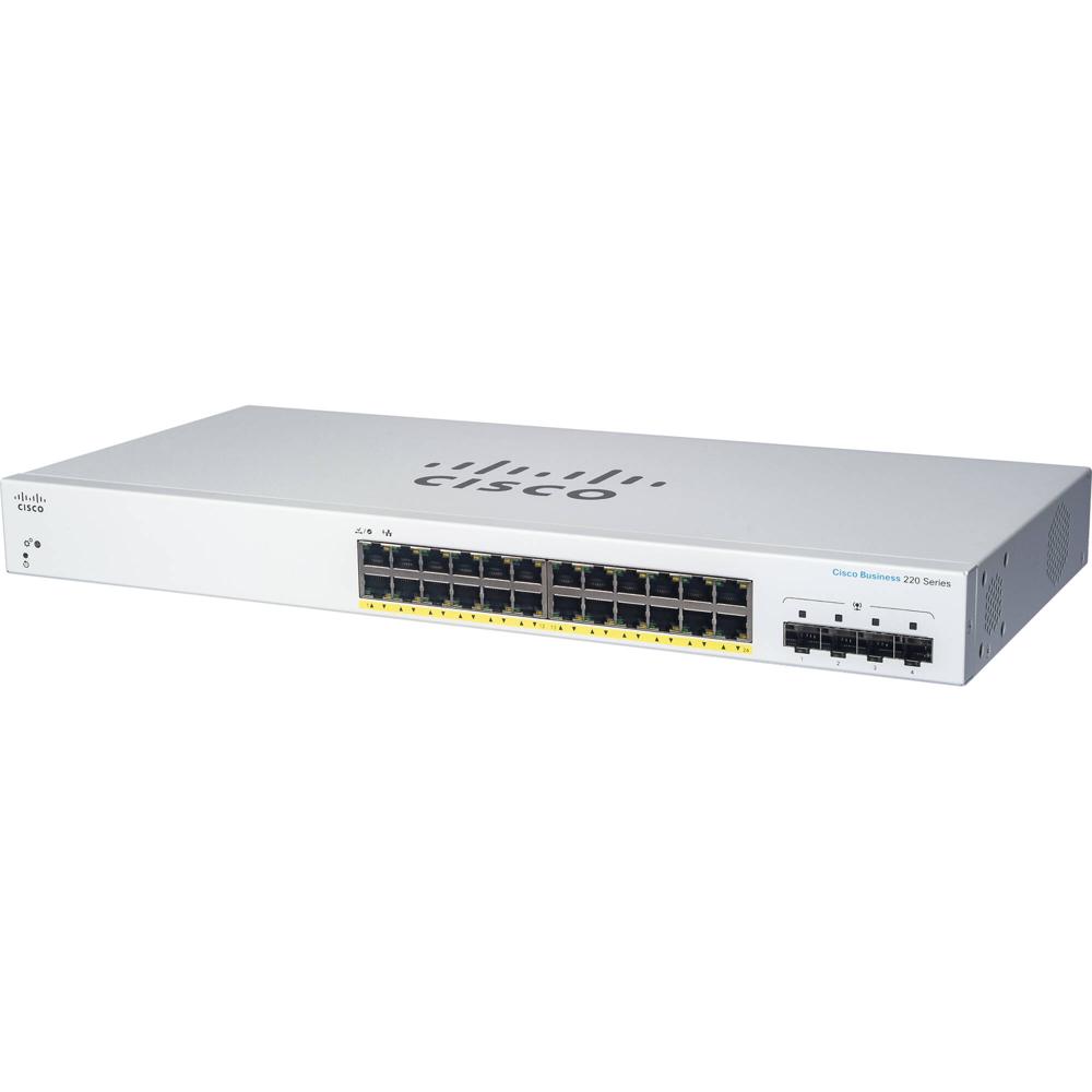 Cisco Switch Gestionado CBS220-24T-4G 24 Puertos Gigabit con 4 Slots SFP, 56 Gb/s de Capac