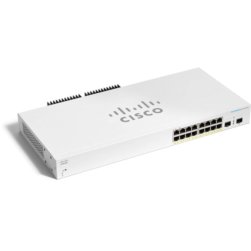 Cisco Switch CBS220-16P-2G 16 Puertos Gigabit PoE Administrado con 2 Slots SFP, 130W de Po