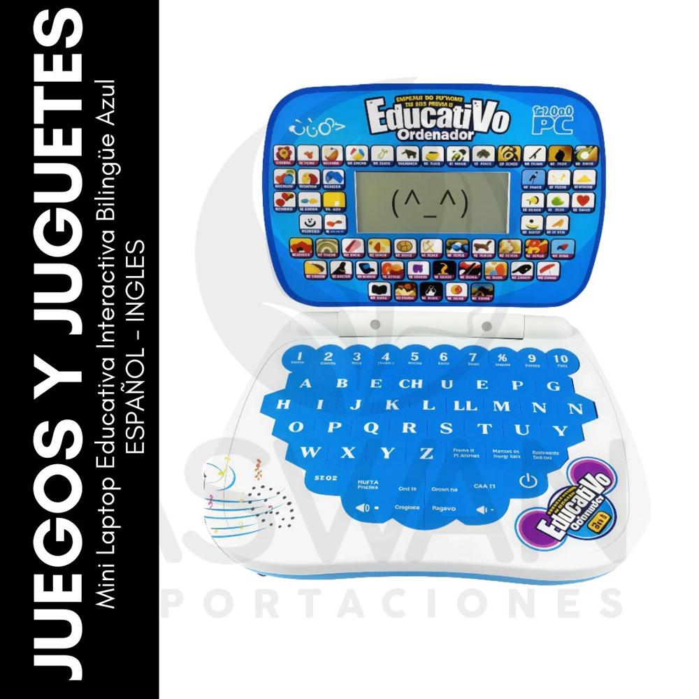 Mini Laptop Educativa Interactiva Bilingue Azul ESPAÑOL - INGLES