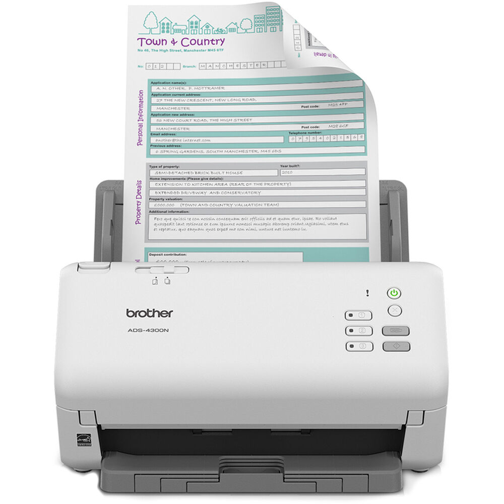 Brother ADS-4300N Escáner Profesional de Documentos con ADF, 40 ppm Simplex y 80 ipm Dúp