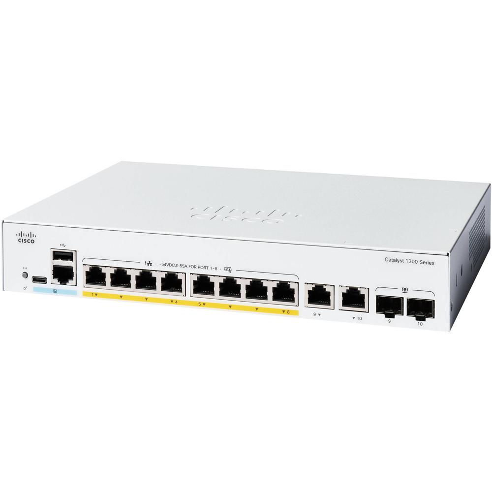 Cisco Catalyst C1300-8P-E-2G Switch Gestionado 8 Puertos Gigabit PoE+ 67W, 20 Gb/s, Soport