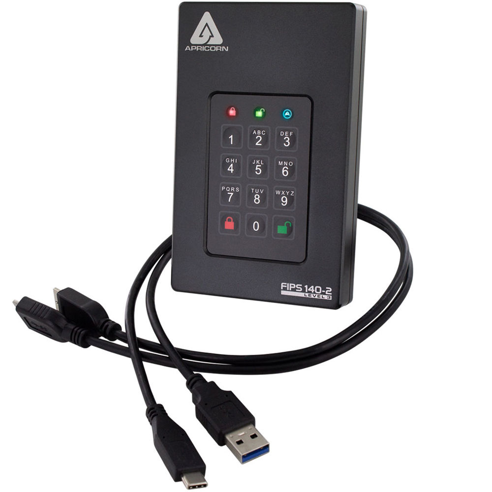 Apricorn Aegis Fortress L3 Disco Duro Portátil Encriptado de 5TB FIPS 140-2 Nivel 3 con T