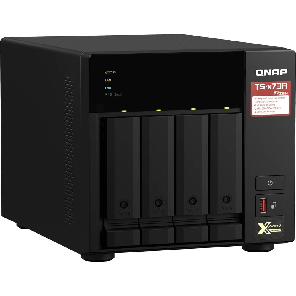 QNAP TS-473A-8G-US NAS 4-Bay con Procesador AMD V1500B, 8GB RAM, RAID 0/1/5/6/10, 2.2 GHz,
