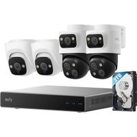 eufy Security S4 NVR 8 Canales con 2TB HDD y Kit de Cámaras 16MP Bullet-PTZ y 4K UHD Turr
