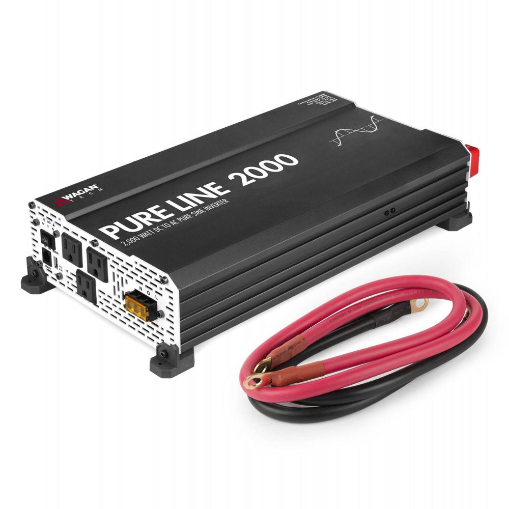 Wagan Pure Line Inversor de Potencia 2000W con Onda Sinusoidal Pura, 3 Salidas AC y 1 Puer