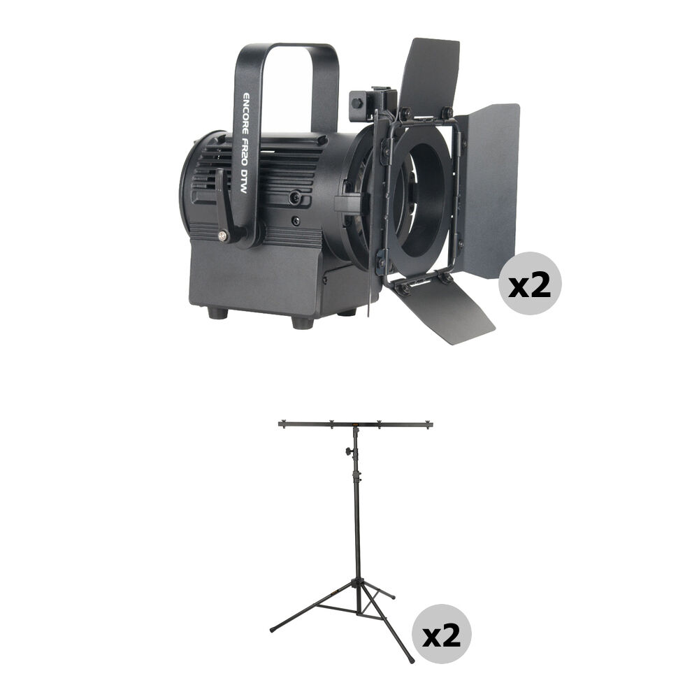 American DJ Kit de Iluminación Entry Level Stream PAK con 2 Luces LED Fresnel y 2 Soporte