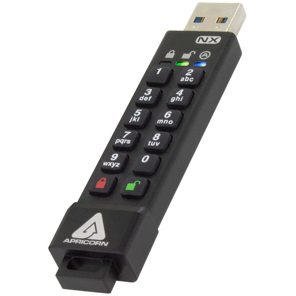 Apricorn Aegis Secure Key 3NX USB 3.1 Gen 1 Flash Drive 512GB con Encriptación AES-XTS 25