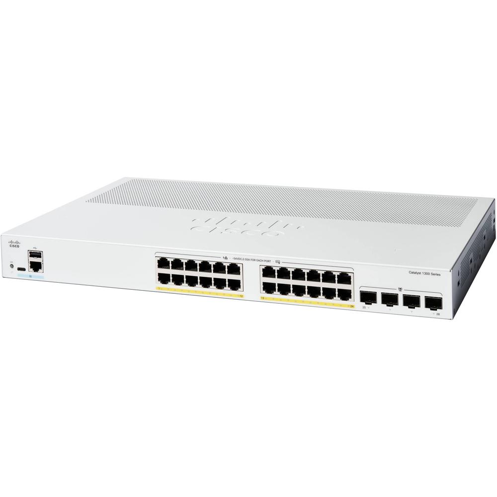Cisco Catalyst C1300-24P-4G Switch Administrado 24 Puertos Gigabit PoE+ con 195W de Potenc