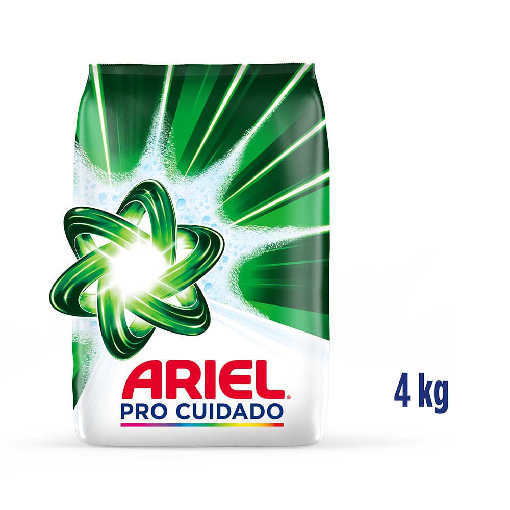 Detergente en Polvo ARIEL Pro Cuidado para Lavar la Ropa Blanca y de Color Bolsa 4Kg