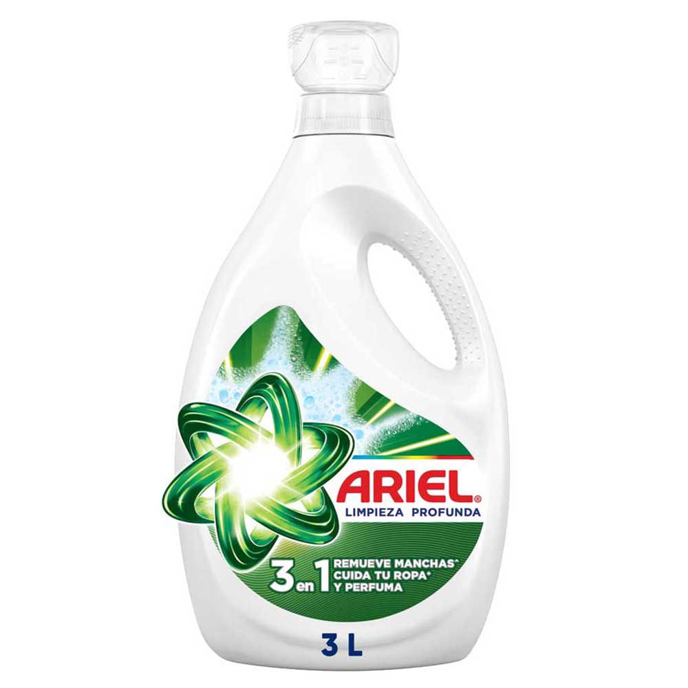 Detergente Líquido Concentrado ARIEL Limpieza Profunda Frasco 3L