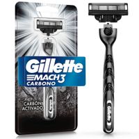 Máquina de Afeitar GILLETTE Mach3 Carbono con Carbón Activado y 3 Hojas Caja 1un