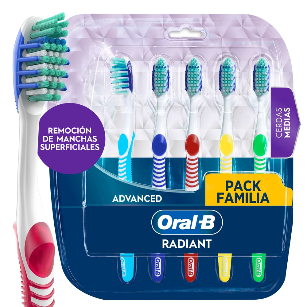 Cepillo de Dientes ORAL-B Radiant con Cerdas Medias Caja 5un