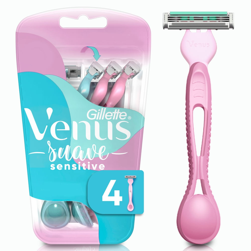 Máquina de Afeitar Desechable para Mujer GILLETTE Venus Suave Sensitive con 3 Hojas Caja 4un