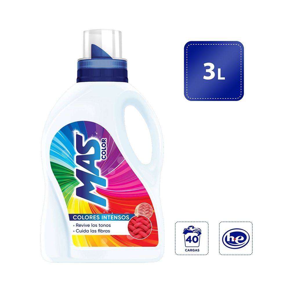 Detergente Líquido MAS Color Botella 3L
