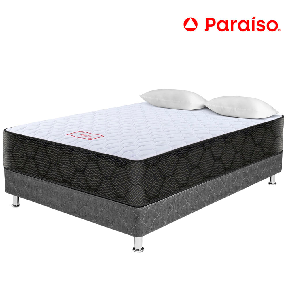 Cama Box Tarima PARAISO Edén Plus 2 Plazas + 2 Almohadas + Protector