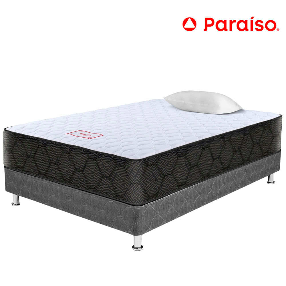 Cama Box Tarima PARAISO Edén Plus 1.5 Plazas + 1 Almohada + Protector