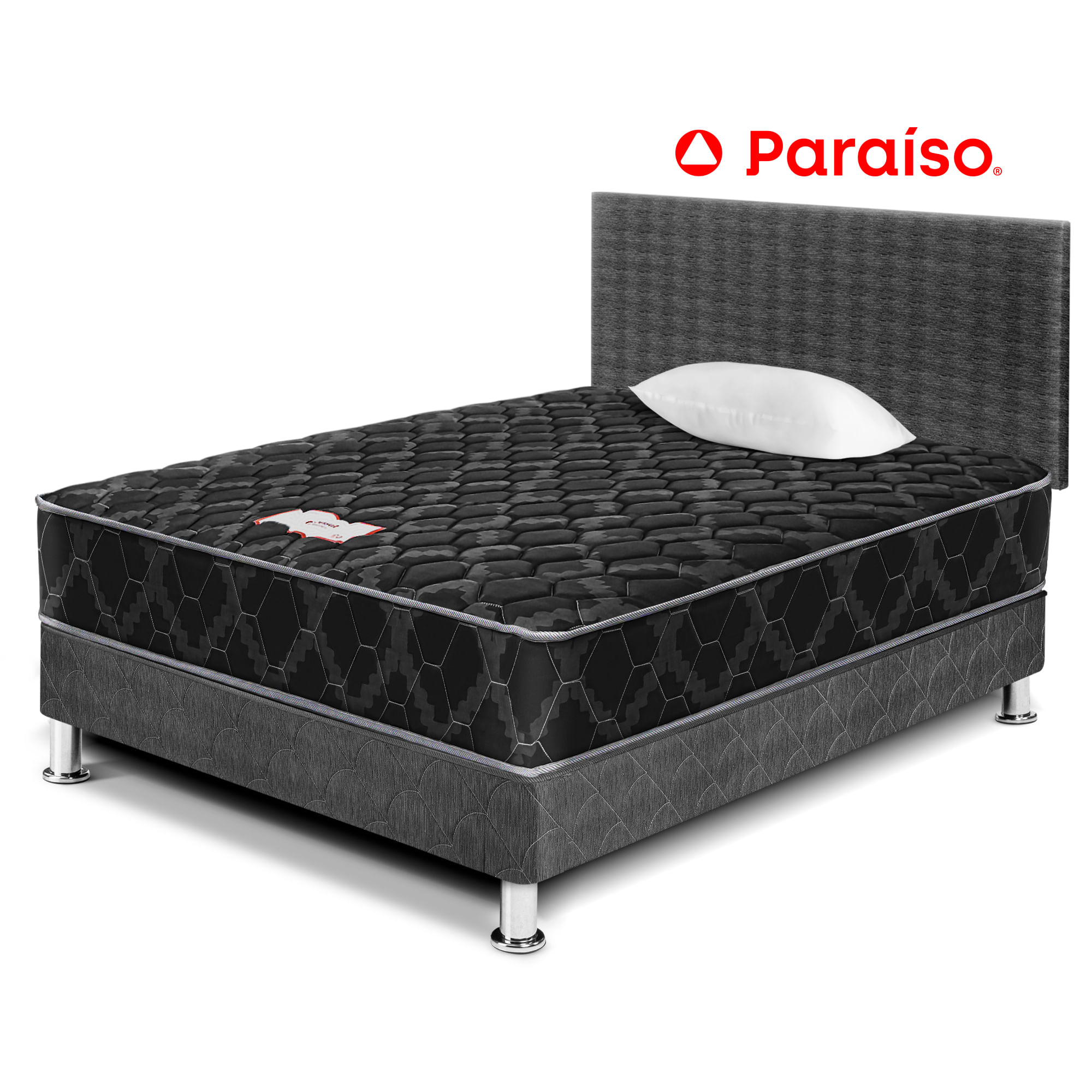 Dormitorio PARAISO Consul Black 1.5 Plazas + 1 Almohadas + Protector