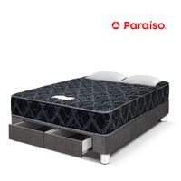 Cama PARAISO Consul Black con Cajones 2 Plazas + Almohadas + Protector