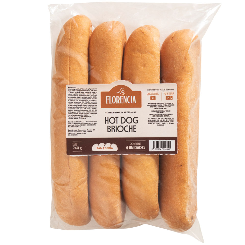 Pan Hot Dog Brioche LA FLORENCIA Bolsa 4un