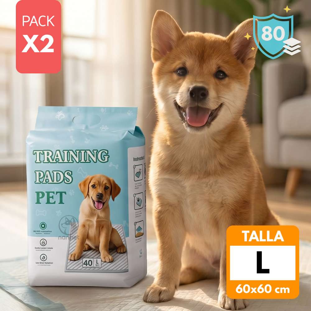 Pañal Piso para Perros 60x60cm Talla L Pack x2 80und NANPET