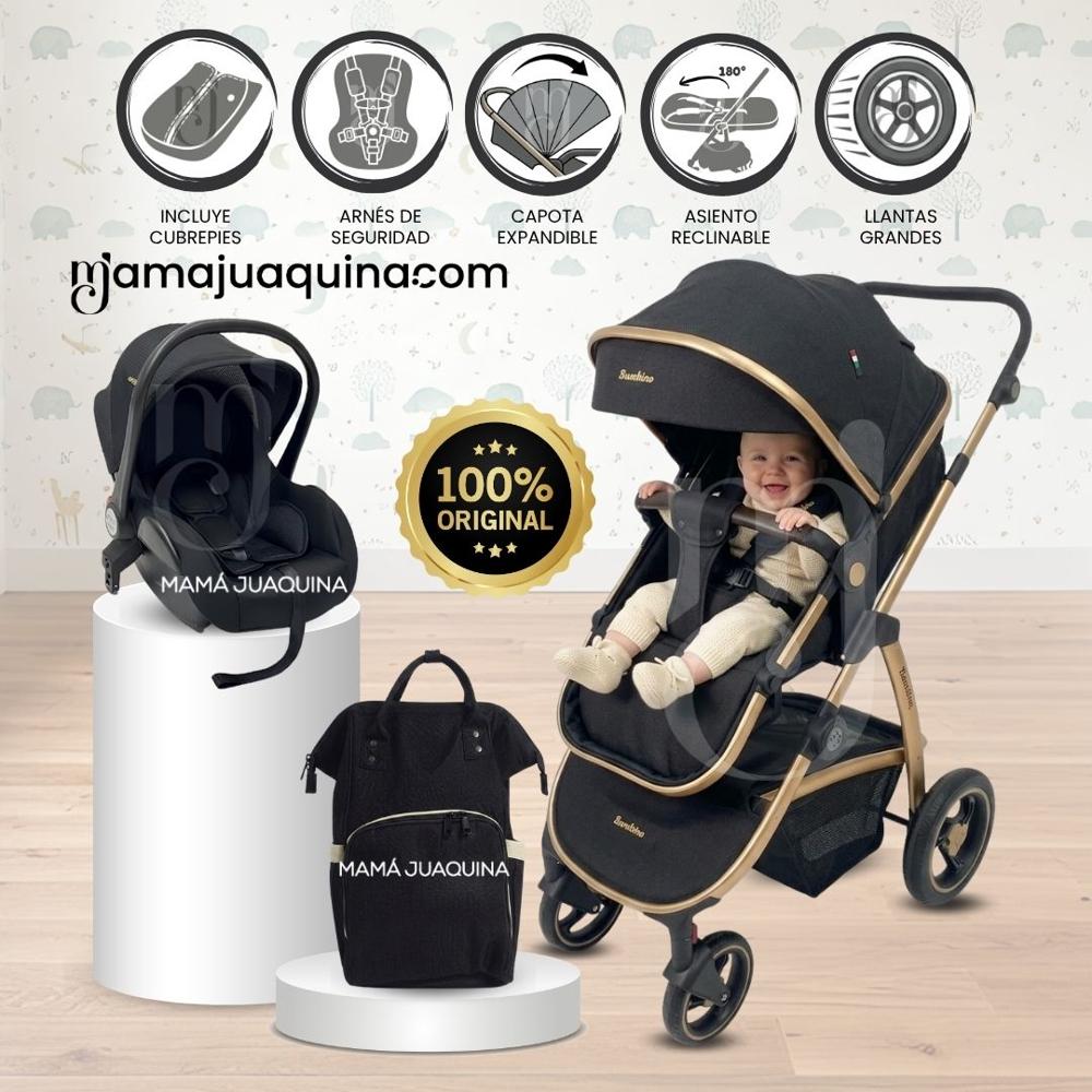 Coche Moisés Travel System SPEED PRINCE PLUS con Mochila Pañalera y Portabebé Black