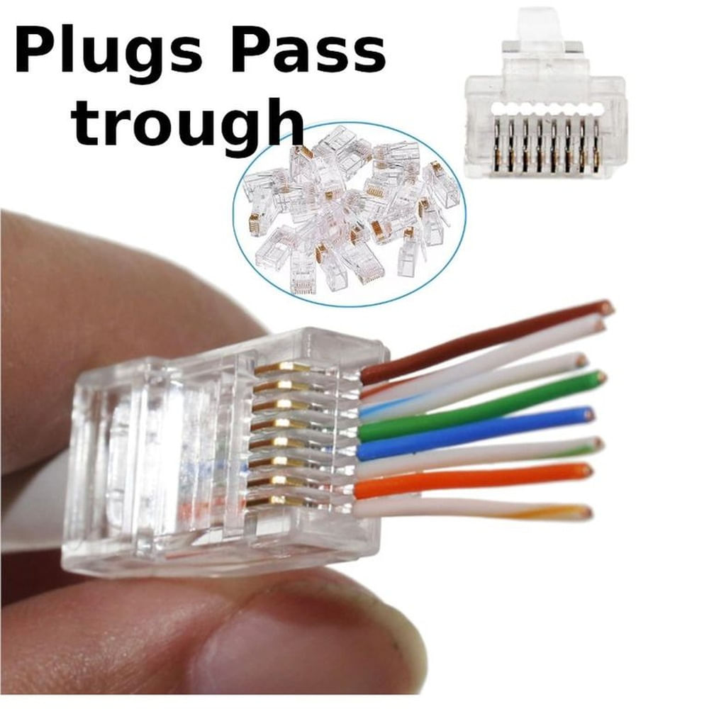 Conector Rj45 Para Cable Red Cat6 6e Pass Through - Lote 20 Pcs