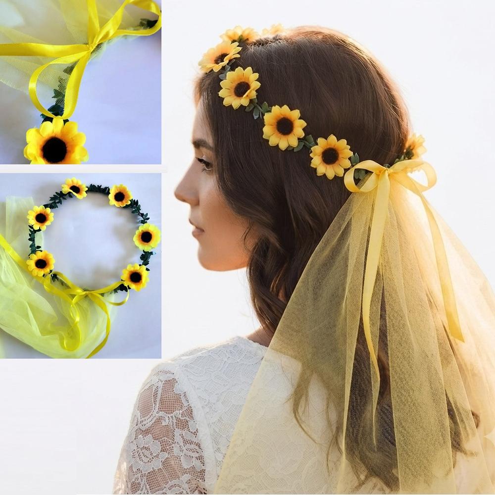 Set de 3 Diademas para la Cabeza Coronas de Flores Amarillas