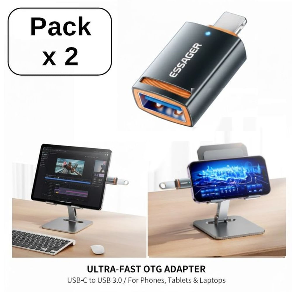 Pack x Dos Adaptador OTG Essager USB-C a USB 3.0