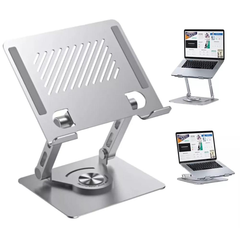 Soporte Metálico para Notebook y Laptop con Giro 360 Altura Ajustable y Diseño Plegable