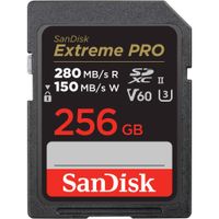SanDisk Extreme PRO UHS-II SDXC 256GB - 280 MB/s lectura, 150 MB/s escritura, V60, resiste