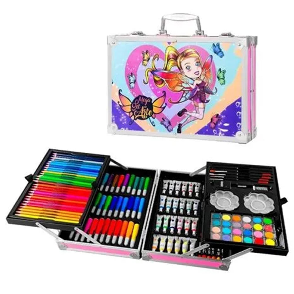Set de Arte Maleta de Aluminio 144 piezas MULTICOLOR DIBUJOS VARIADOS