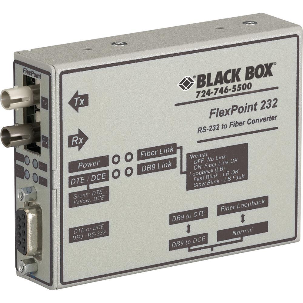 Black Box Extensor RS-232 sobre Fibra Flexpoint Async ST Fiber - Alcance de 1.6 millas, DC