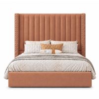 Cama Tapizada Listón con Tachuelas LeMueble Durazno 2 Plazas