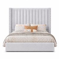 Cama Tapizada Listón con Tachuelas LeMueble Plata Queen