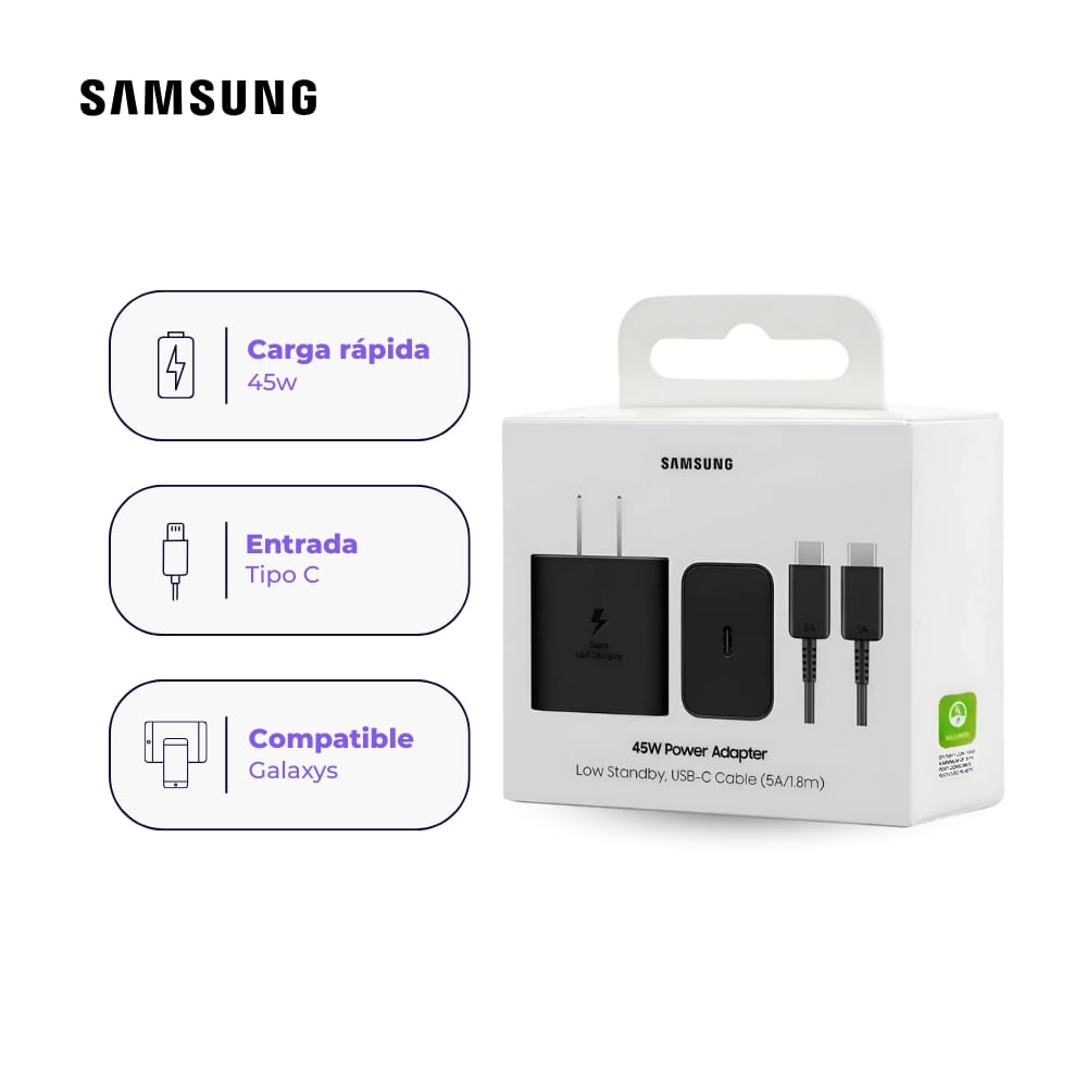 Cargador de pared Samsung de carga rápida USB-C de 45W