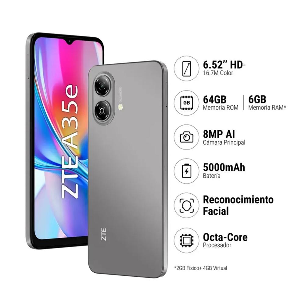 Celular ZTE Blade A35e 64GB 2GB RAM Gris