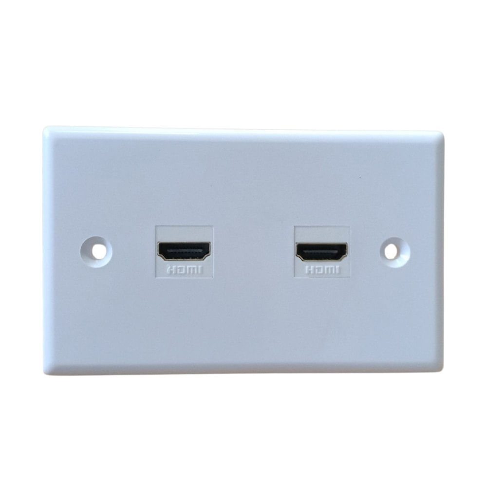 Placa ABS HDMI Faceplate Hdmi Hembra 2 Puestos 1080P TRAUTECH EMPALME