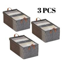 Set x 3 Organizador Multiusos de Ropa Plegable Con Tapa Color Gris